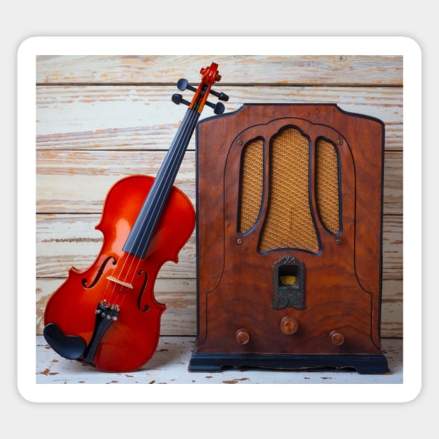 Violin And RCA Raido Sticker by photogarry